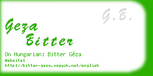 geza bitter business card