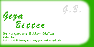 geza bitter business card